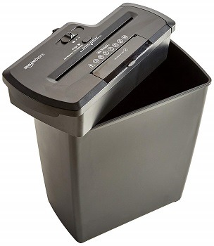 AmazonBasics 8-Sheet Strip-Cut Paper, CD, and Credit Card Shredder